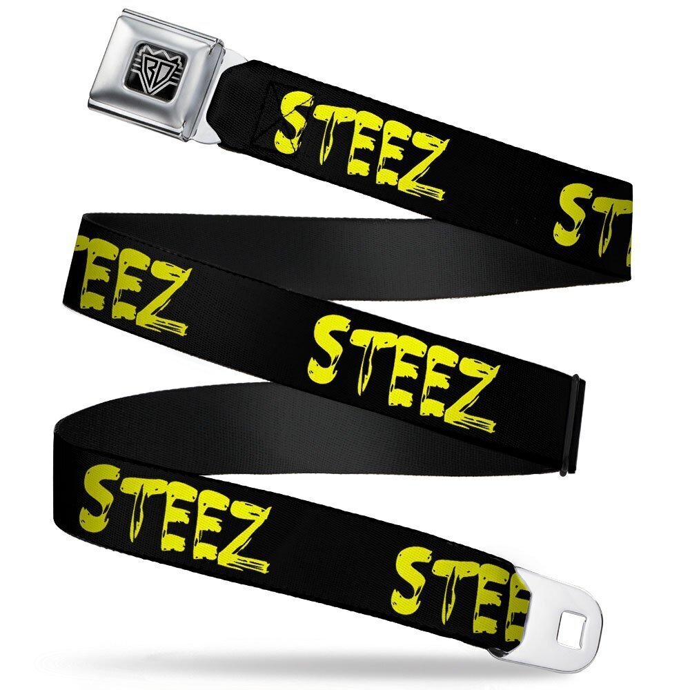 6524 Unisex-Adult's Seatbelt Belt Steez Quote XL Brushed Black/Yellow